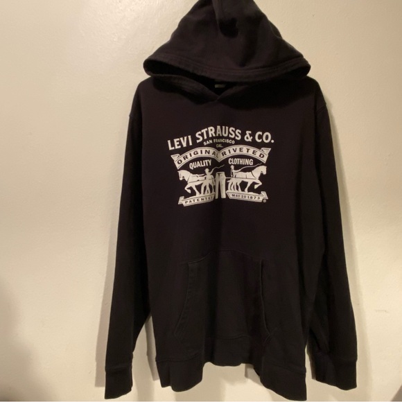 Levis Sweatshirt Hoodie Adult XL Standard Black No DrawString‎ Mens Pocket - Picture 7 of 8